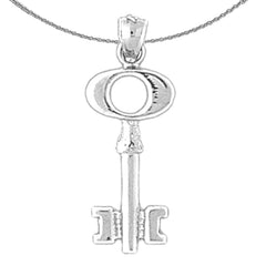 Sterling Silver Key Pendant (Rhodium or Yellow Gold-plated)