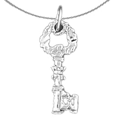 Sterling Silver Key Pendant (Rhodium or Yellow Gold-plated)