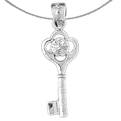 Sterling Silver Key Pendant (Rhodium or Yellow Gold-plated)