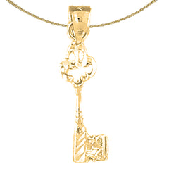 Sterling Silver Key Pendant (Rhodium or Yellow Gold-plated)
