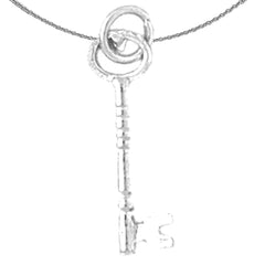 Sterling Silver Key Pendant (Rhodium or Yellow Gold-plated)