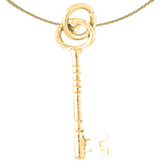Sterling Silver Key Pendant (Rhodium or Yellow Gold-plated)
