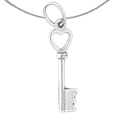 Sterling Silver Key Pendant (Rhodium or Yellow Gold-plated)