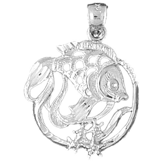 Sterling Silver Tropical Fish And Coral Pendant