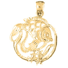 Yellow Gold-plated Silver Tropical Fish And Coral Pendant