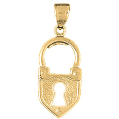 Yellow Gold-plated Silver Heart Padlock, Lock Pendant