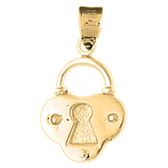 Yellow Gold-plated Silver Padlock, Lock Pendant