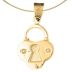 Sterling Silver Padlock, Lock Pendant (Rhodium or Yellow Gold-plated)