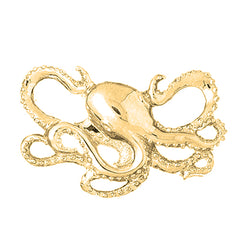 Yellow Gold-plated Silver Octopus Pendant