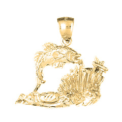 Yellow Gold-plated Silver Tropical Fish And Coral Pendant