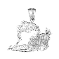 Sterling Silver Tropical Fish And Coral Pendant