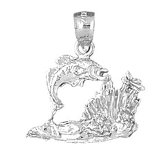 Sterling Silver Tropical Fish And Coral Pendant