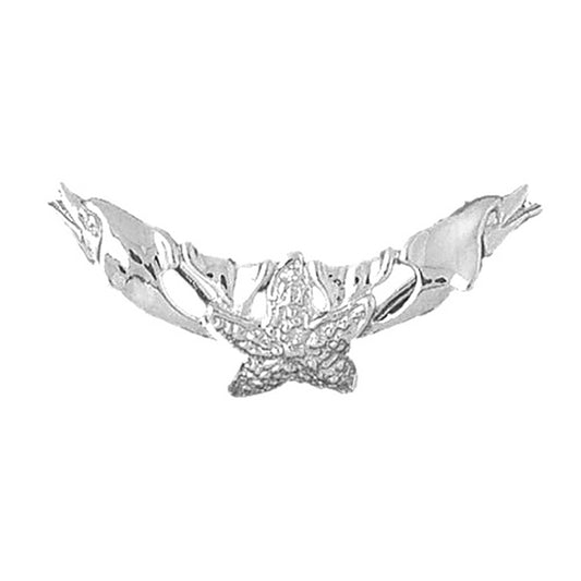 Sterling Silver Starfish And Dolphins Pendant