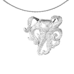 Sterling Silver Octopus Pendant (Rhodium or Yellow Gold-plated)
