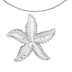Sterling Silver Starfish Pendant (Rhodium or Yellow Gold-plated)