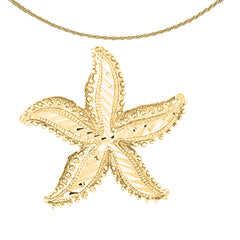 Sterling Silver Starfish Pendant (Rhodium or Yellow Gold-plated)