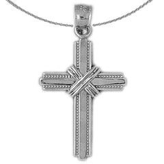 Colgante de cruz de plata de ley (bañado en rodio o oro amarillo)