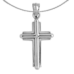 Sterling Silver Cross Pendant (Rhodium or Yellow Gold-plated)