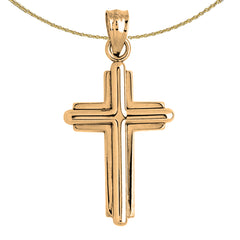 Sterling Silver Cross Pendant (Rhodium or Yellow Gold-plated)
