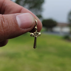 Kreuz aus Sterlingsilber mit Davidstern-Anhänger (rhodiniert oder gelbvergoldet)