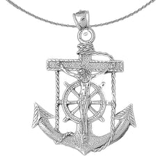 Sterling Silver Mariners Cross/Crucifix Pendant (Rhodium or Yellow Gold-plated)