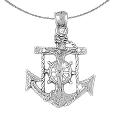 Sterling Silver Mariners Cross/Crucifix Pendant (Rhodium or Yellow Gold-plated)