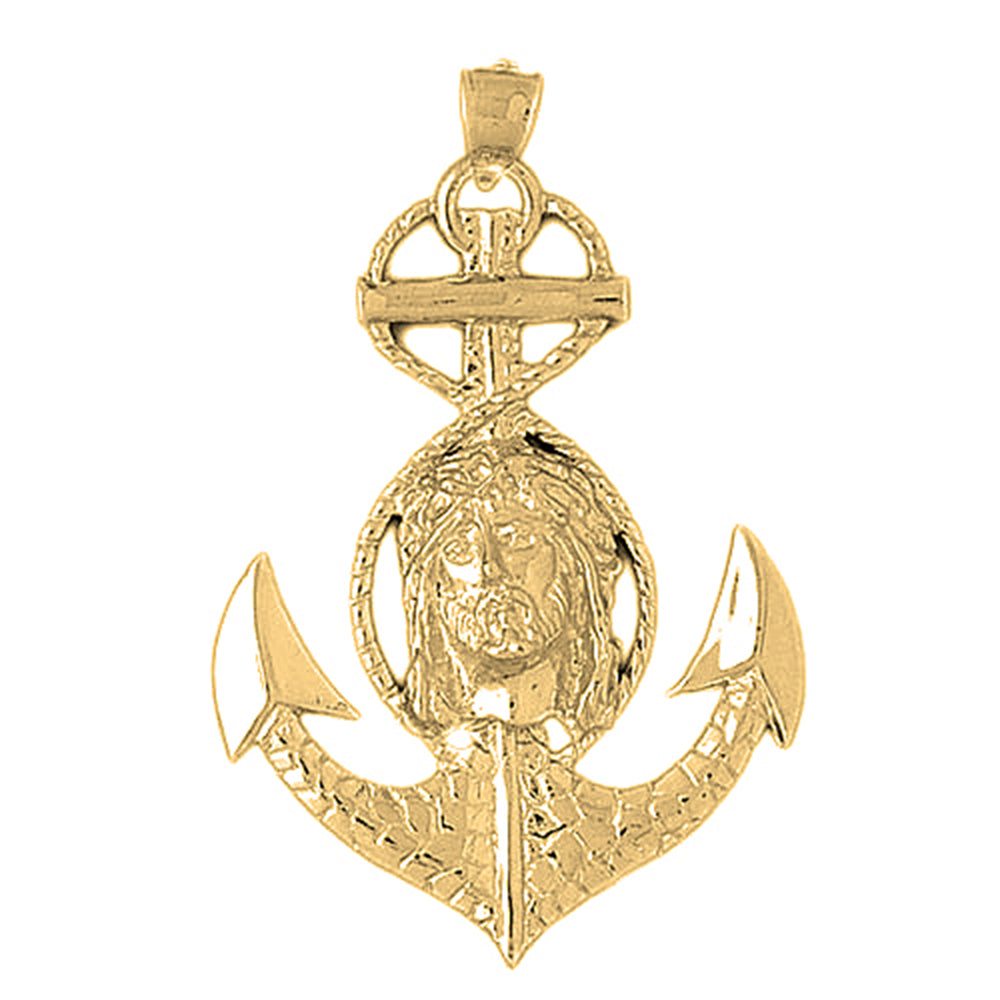 Yellow Gold-plated Silver Mariners Cross/Crucifix Pendant