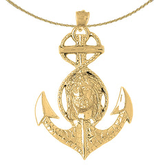 Sterling Silver Mariners Cross/Crucifix Pendant (Rhodium or Yellow Gold-plated)