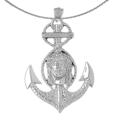Sterling Silver Mariners Cross/Crucifix Pendant (Rhodium or Yellow Gold-plated)
