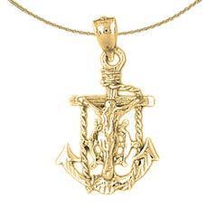 Sterling Silver Mariners Cross/Crucifix Pendant (Rhodium or Yellow Gold-plated)