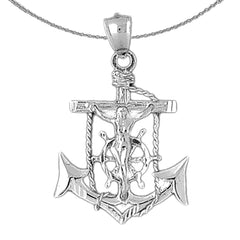 Sterling Silver Mariners Cross/Crucifix Pendant (Rhodium or Yellow Gold-plated)