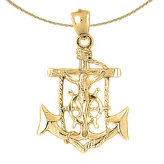 Sterling Silver Mariners Cross/Crucifix Pendant (Rhodium or Yellow Gold-plated)