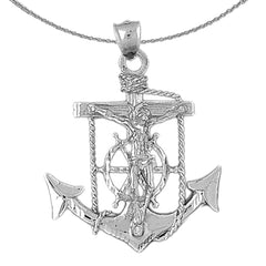 Sterling Silver Mariners Cross/Crucifix Pendant (Rhodium or Yellow Gold-plated)
