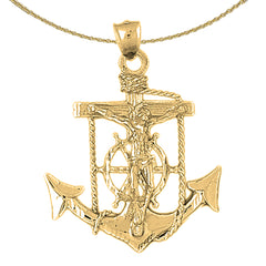 Sterling Silver Mariners Cross/Crucifix Pendant (Rhodium or Yellow Gold-plated)