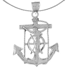 Sterling Silver Mariners Cross/Crucifix Pendant (Rhodium or Yellow Gold-plated)