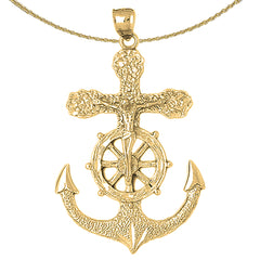 Sterling Silver Mariners Cross/Crucifix Pendant (Rhodium or Yellow Gold-plated)