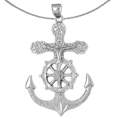 Sterling Silver Mariners Cross/Crucifix Pendant (Rhodium or Yellow Gold-plated)