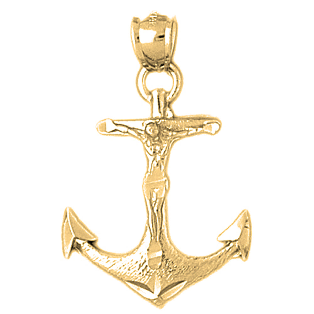 Yellow Gold-plated Silver Mariners Cross/Crucifix Pendant