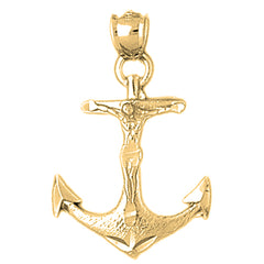 Yellow Gold-plated Silver Mariners Cross/Crucifix Pendant