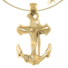 Sterling Silver Mariners Cross/Crucifix Pendant (Rhodium or Yellow Gold-plated)