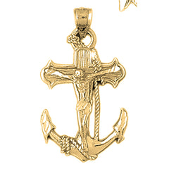 Yellow Gold-plated Silver Mariners Cross/Crucifix Pendant