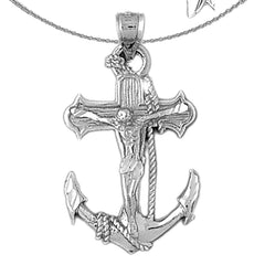 Sterling Silver Mariners Cross/Crucifix Pendant (Rhodium or Yellow Gold-plated)