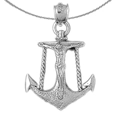 Sterling Silver Mariners Cross/Crucifix Pendant (Rhodium or Yellow Gold-plated)