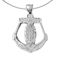 Sterling Silver Mariners Cross/Crucifix Pendant (Rhodium or Yellow Gold-plated)