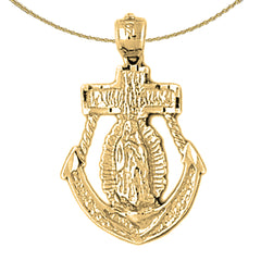 Sterling Silver Mariners Cross/Crucifix Pendant (Rhodium or Yellow Gold-plated)
