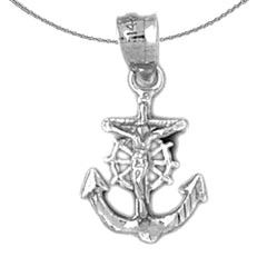 Sterling Silver Mariners Cross/Crucifix Pendant (Rhodium or Yellow Gold-plated)