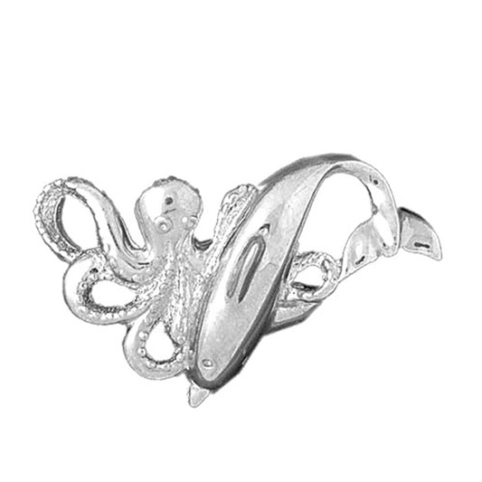 Sterling Silver Octopus And Dolphin Pendant
