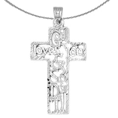 Sterling Silver Cross Pendant (Rhodium or Yellow Gold-plated)