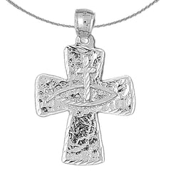 Colgante de cruz de plata de ley (bañado en rodio o oro amarillo)