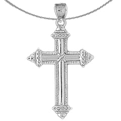 Sterling Silver Cross Pendant (Rhodium or Yellow Gold-plated)